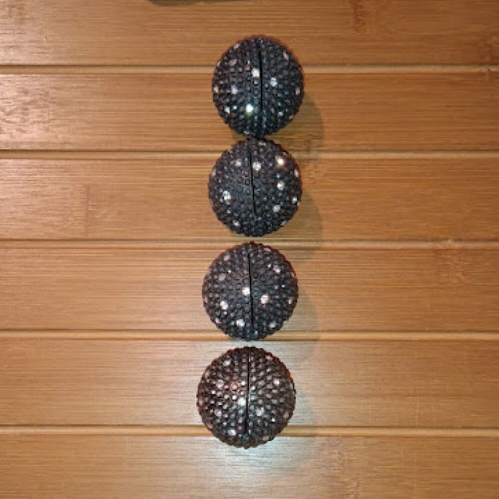 Set of 4 Vintage Metal Crystal Jewel Balls 1.25" round Open Slit / Hole UNKNOWN
